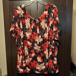 Liz Claiborne Short Sleeve Pleated Neck Blouse 5X